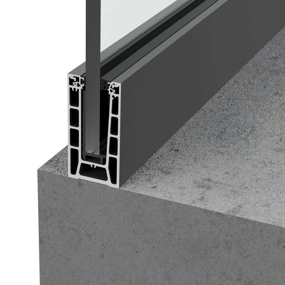 Perfil para barandillas de cristal encima Forjado para terrazas o balcones Cerrarte 360