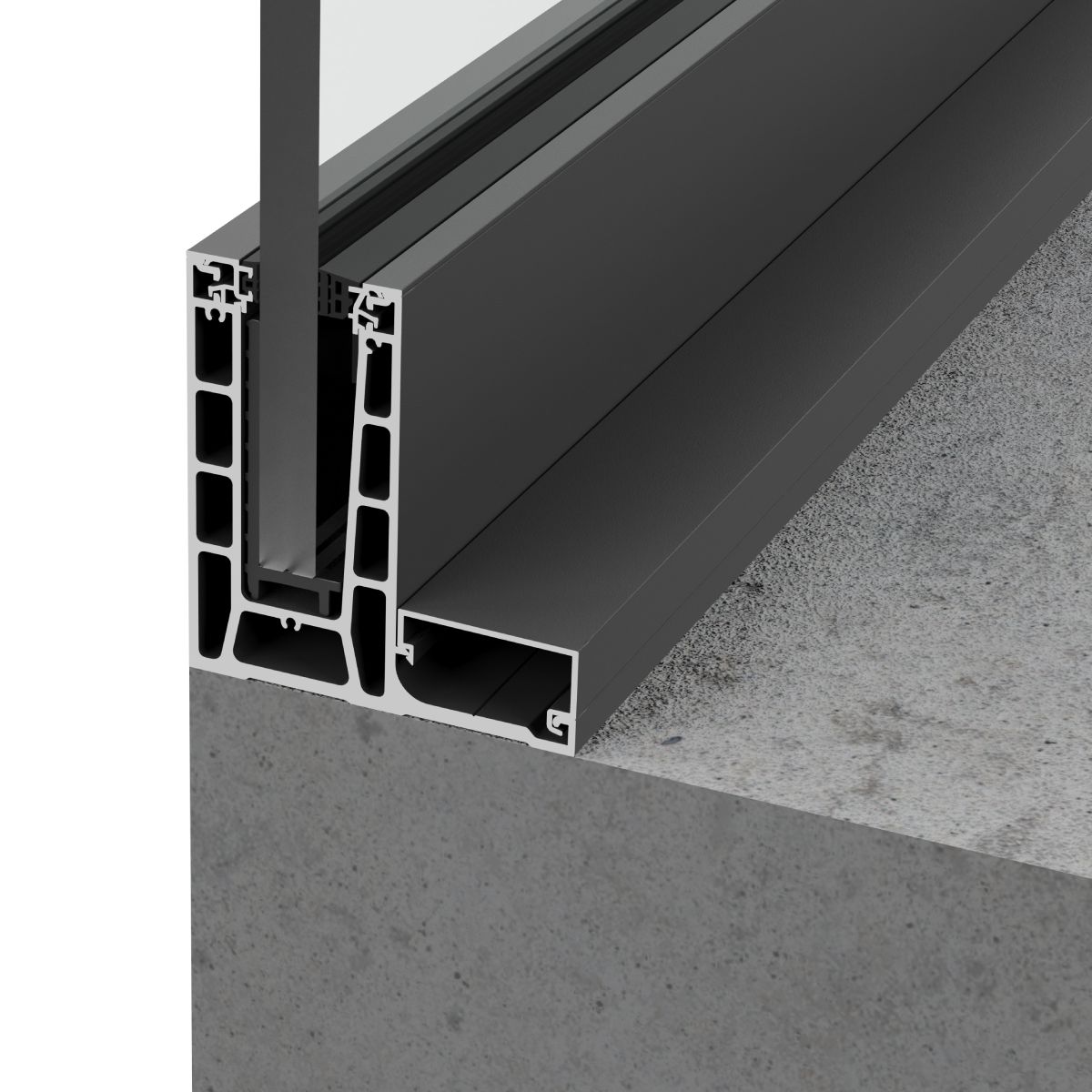 Perfil de barandilla de cristal con remate Cerrarte360