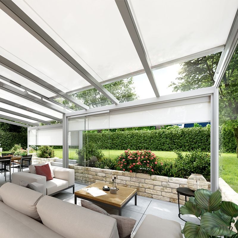 Toldo horizontal para techo de cristal